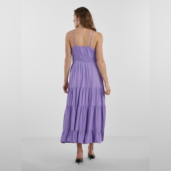 NWT YAS Yassirala Maxi Dress Women’s Size Large Lavender Summer Vacation Beach - Picture 2 of 8